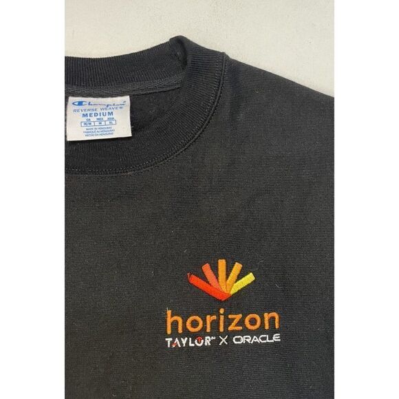 Champion Reverse Weave Horizon Logo Promo Sweatshirt Men Medium Black - Picture 2 of 5